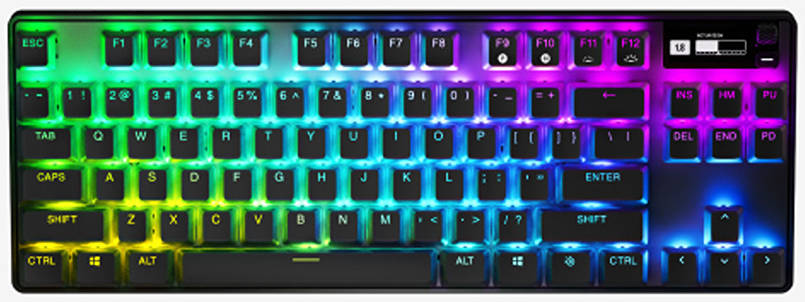 SteelSeries Apex Pro TKL Wireless Mechanical Keyboard (2023), OmniPoint Switches, Adjustable Actuation, With RGB Backlighting, OLED Smart Display, Full Key, USB Type C, English Layout, Black