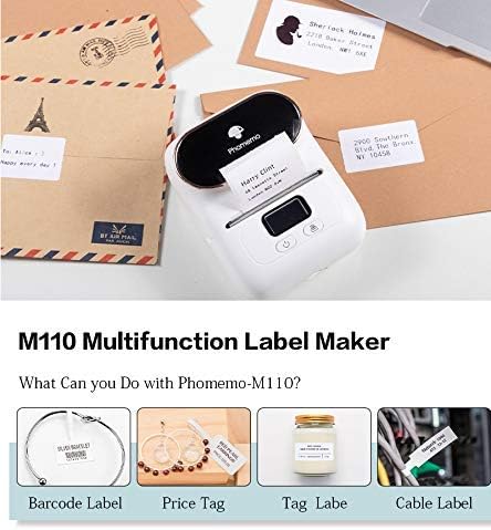 Phomemo Label Maker Machine Portable Bluetooth Thermal Label Printer Sticker Maker, Barcode Printer for Clothing, Jewelry, Retail, Mailing,support Arabic and English,For iOS & Android