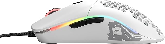 Glorious Model O - Minus Wired Gaming Mouse - RGB 58g Superlight Ergonomic Gaming Mouse - Backlit Honeycomb Shell Design Gaming Mice (Matte White)