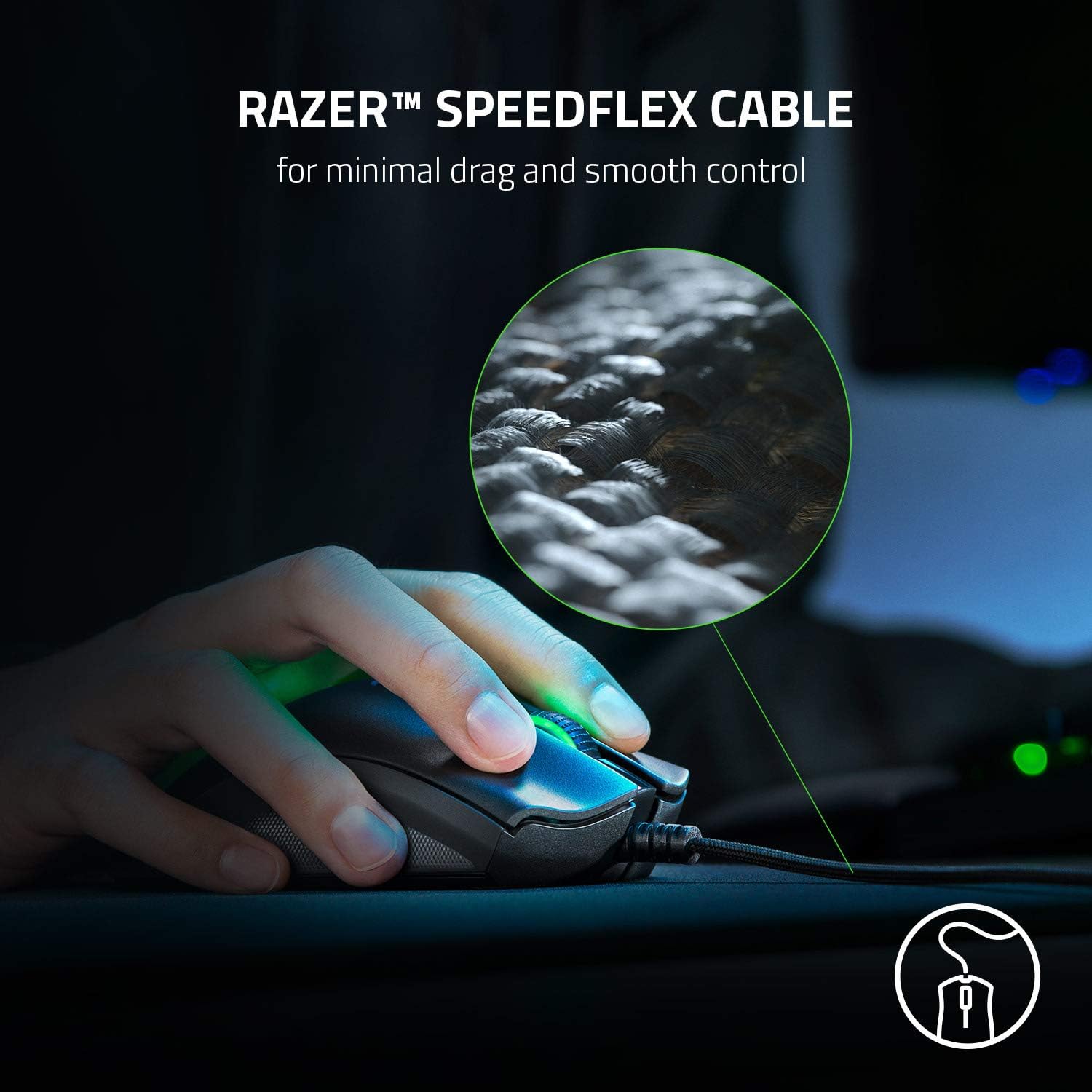 Razer DeathAdder V2 Wired Gaming Mouse 20K DPI Optical Sensor Switch, Chroma RGB Lighting, 8 Programmable Buttons, Rubberized Side Grips - Black