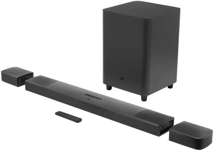JBL Bar 9.1 True Wireless Surround Channel Soundbar System, Detachable Speakers, Dolby Atmos 3D Sound Experience, 820W Power, Thrilling Bass, Streaming, Chromecast and AirPlay 2, Black