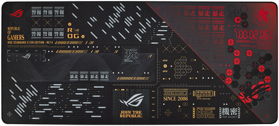 ASUS ROG Scabbard II EVA Edition Gaming Mouse Pad, 900mm x 400mm x 3mm Dimension, Anti-Fray Flat Stitched, Protective Nano Coating, Non-Slip Rubber Base, Water, Oil & Dust-Repellent
