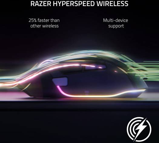 Razer Basilisk V3 Pro USB Wireless Optical Gaming Mouse, 30K DPI Optical Sensor, Chroma RGB Lighting, HyperScroll Tilt Wheel, 750 IPS Speed, 11 Programmable Buttons, White | RZ01-04620200-R3G1