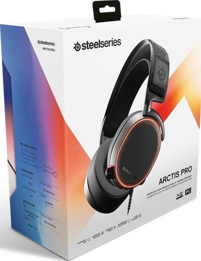 SteelSeries Arctis PRO ChatMix Dial, 40,000Hz Hi-Res, Surround Sound DTS Headphone, RGB Illuminated PC Gaming Headset | 61486