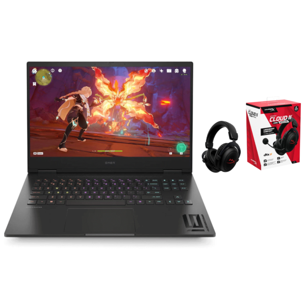 HP Omen 16t 8X580AV Gaming Laptop Intel Core i9-14900HX, 16.1'' QHD, 32GB RAM, 2TB SSD, NVIDIA RTX 4080 12GB, Win 11 Home – With HyperX Cloud II Core Wireless Headsets