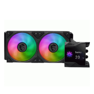 MSI MPG Coreliquid D240 AIO Liquid Cooler CPU With 2.4" IPS Display 240mm Radiator 2 x MSI Torx ARGB & PWM Controlled Fan Reinforced Tubing Black