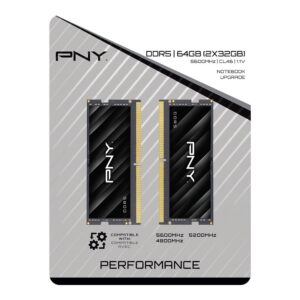 PNY 64GB Kit (32GBx2) DDR5-5600 SODIMM Laptop Memory MN64GK2D55600-TB